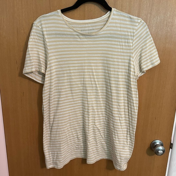 Host pick 💕EVERLANE Striped Tee in Cashew and White Size Large - Picture 3 of 6